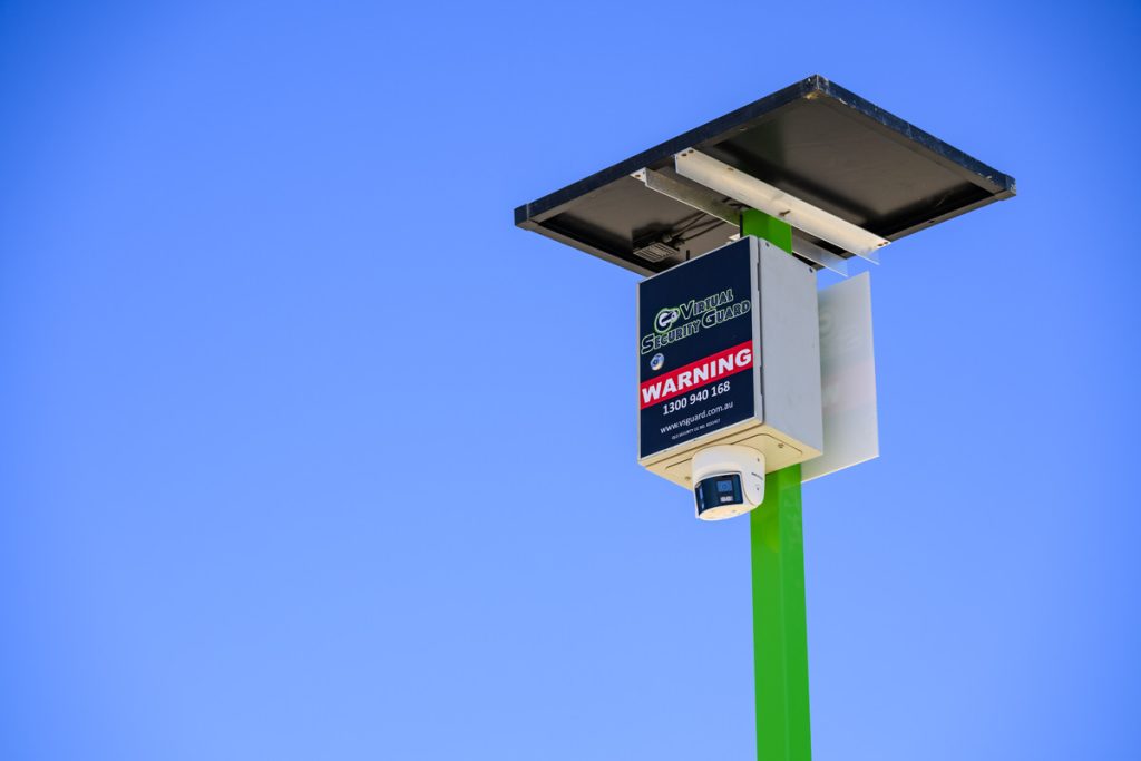 Solar-powered panoramic 180-degree CCTV surveillance camera unit